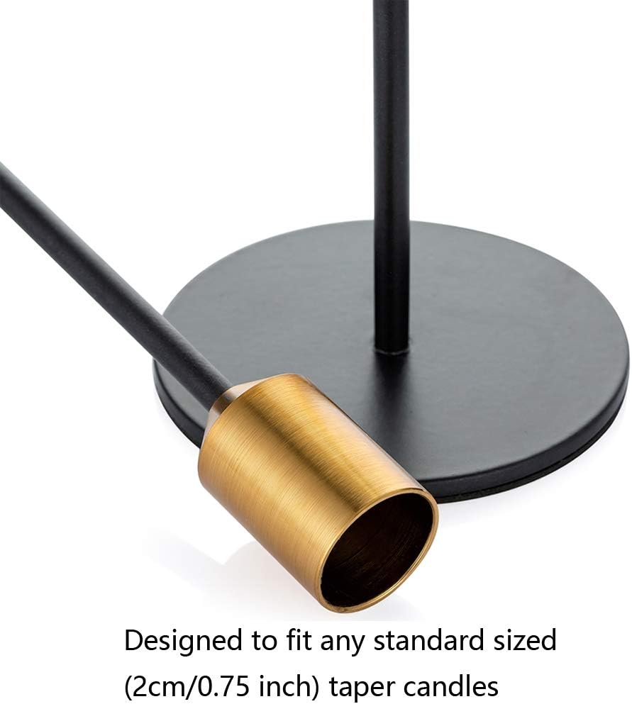 Nuptio Candlestick Holders Taper Candle Holders, 2 Pcs Candle Stick Holders Set, Gold & Black Brass Candlestick Holders Set Table Decorative Modern Candle Holders for Tapered Candles (S + L) : Everything Else