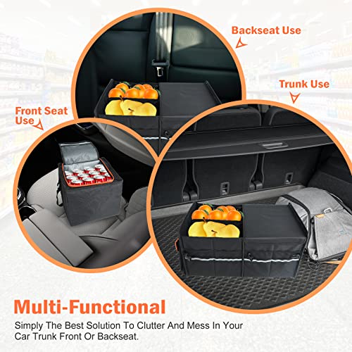 Easyberg Car Trunk Orgainzer With Leakproof Cooler Bag, 4 Removable Dividers, Built With 2Mm Pe Board,Collapsible Trunk Cargo Organizer And Storage For Car, Suv,Truck,Van #TOP3