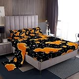Feelyou Cartoon Dinosaur Sheet Set Queen Size Kids 3D Dino Sheets with Deep Pocket Fitted Sheet for Boys Teens Chicken Nugget Bed Sheets Set Fried Foods Room Decor