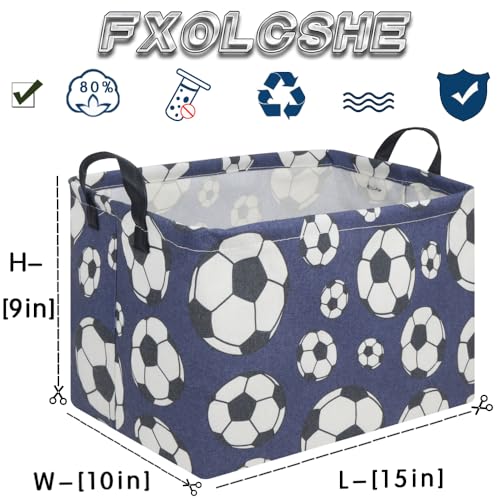 Image of FXOLCSHE Rectangular Easter Soccer Basket,Kid's toy storage box,Collapsible waterproof college dorm laundry basket,Baby Nursery Hamper,Sports Boys soccer basket,Boys Soccer Room Decor(Soccers)