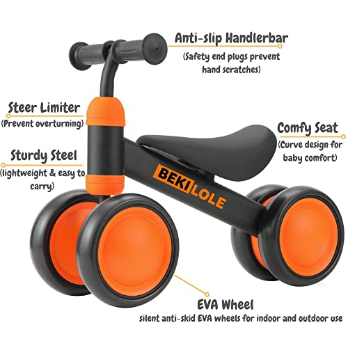 Baby Balance Bike For 1 Year Old Boys Girls | Toys For 1 Year Old Boys 10-24 Months Toddler Balance Bike | Ideal 1St Birthday Gift For Fun And Balance (Black N Orange) #TOP1