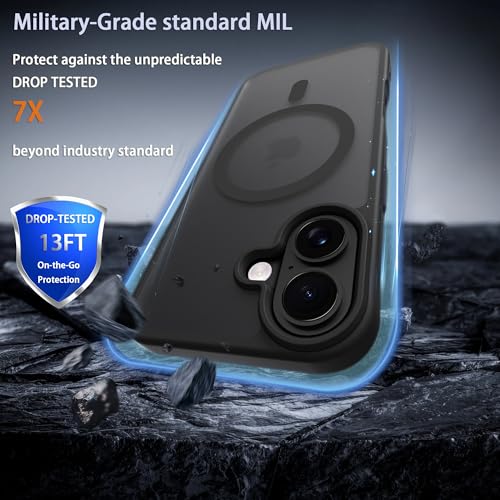Image of Magnetic for iPhone 17 Phone Case, [Compatible with MagSafe], Screen Protector X1, [Military Grade Drop Protection],Matte Finish,Slim,Shockproof,Protective (Black, iPhone 17)