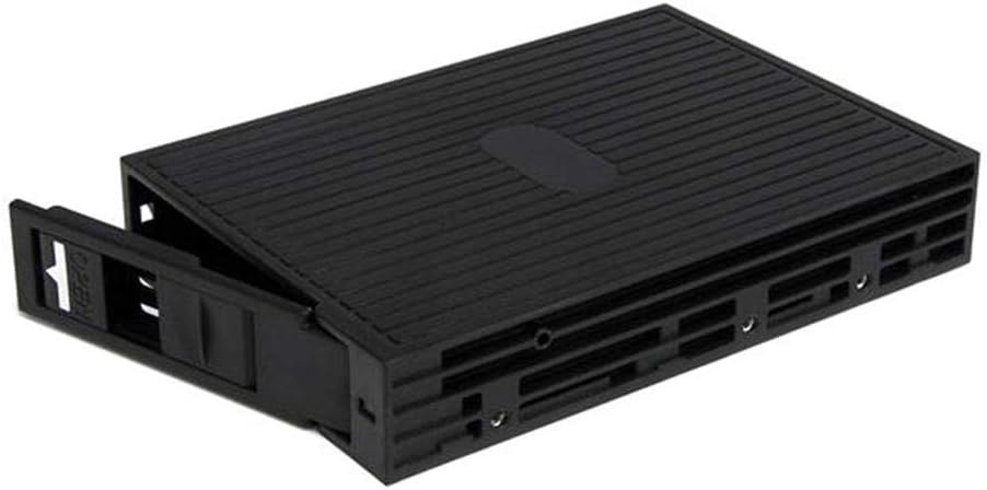 StarTech 2.5in SATA/SAS to 3.5in SATA HDD/SSD Converter, Black (25SATSAS35) | Storage bay adapter, Mounts 2.5in drive in 3.5in bay, Up to 15mm, Vented, Toolless spring-latch door, SAS/SATA, LED
