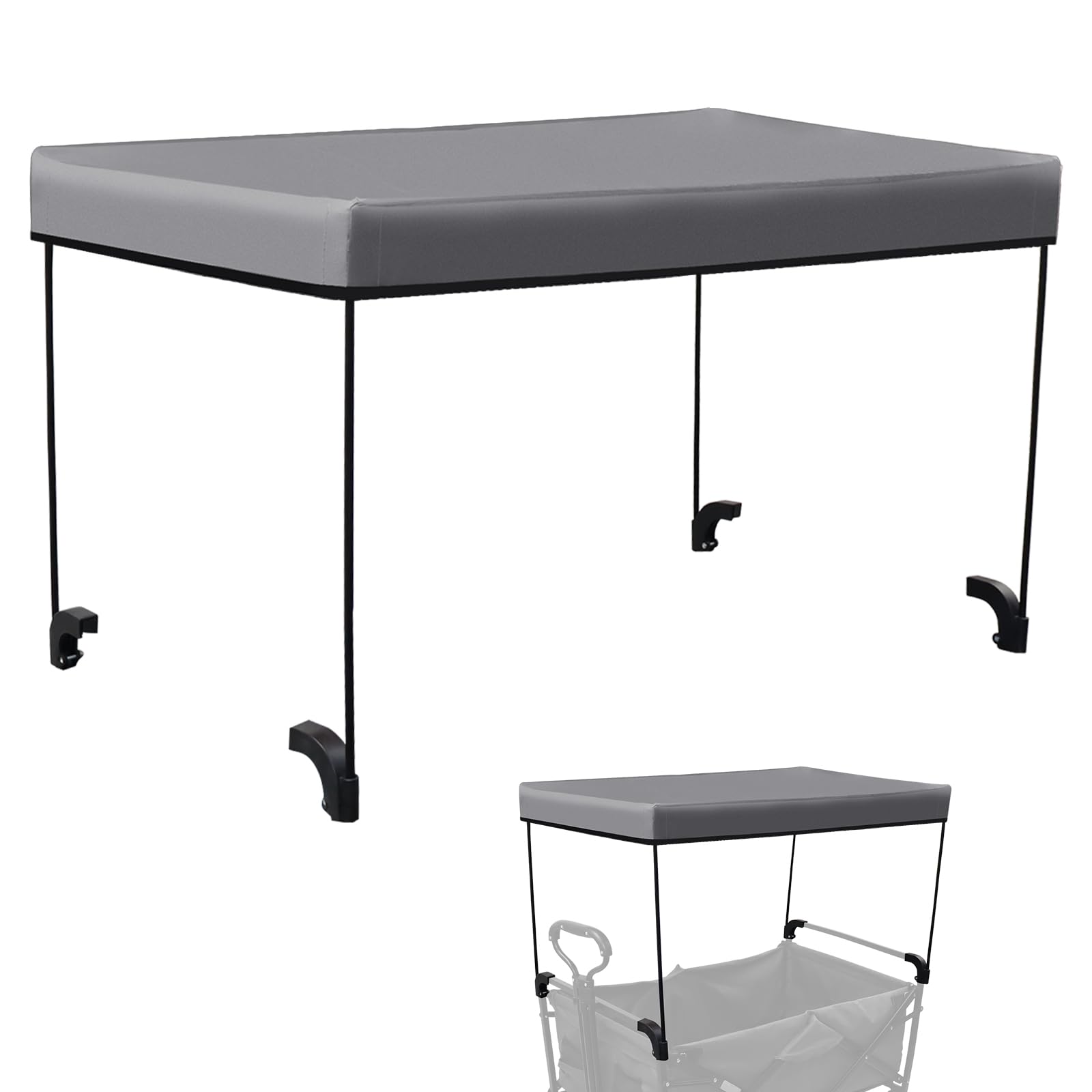 Wagon Canopy Cover Garden Push Awning Portable Outdoor Stroller Accessories - Awning for Garden Wagon, Shopping, Camping (Suitable for Half-Folded Wagon) Grey