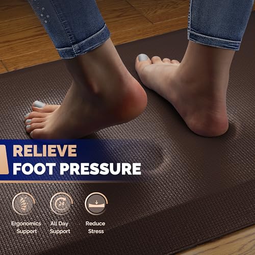Image of FEATOL Anti Fatigue Mat for Standing, 9 /10 Extra Thick Ergonomic Standing Desk Mat, Comfort Memory Foam Standing Mat at Home,Office All Day (20 inch x 32 inch, Brown, 1PC)