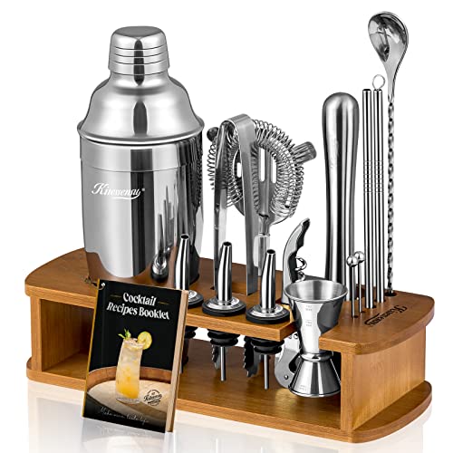 KITESSENSU Cocktail Shaker Set Bartender Kit with Stand, Silver