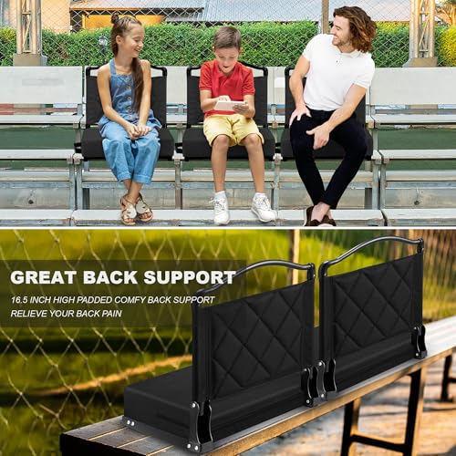Kaganoon Stadium Seats with Back Support Cushion, Folding Stadium Seats for Bleachers Hold up 400lbs, Wide Bleacher Seat with Shoulder Strap & Handle Comfort for Sports Events (Black, 1pcs) - Thumbnail 5