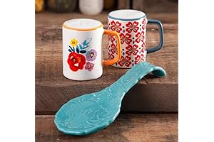 Pioneer Woman Flea Market Collection Stoneware Floral Spoon Rest & Salt And Pepper Set