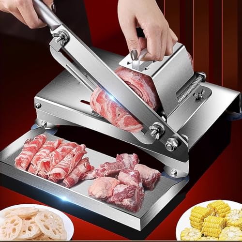 TT-YEC 304 Stainless Steel Household Frozen Meat Slicer, Thickness Adjustable Manual Meat Slicer, Ham And Sausage Cutter, Portable Meat Cleaver for Cutting Chicken, Frozen Meat