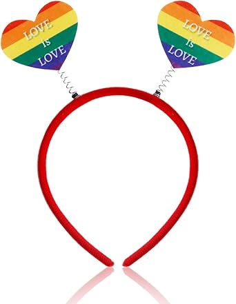 DIUEWOW Rainbow Headband LGBT Gay Pride Hair Hoops Pride Month Hair Band Headdress Hair Decorations Headwear Accessories Hair SuppliesLove Heart