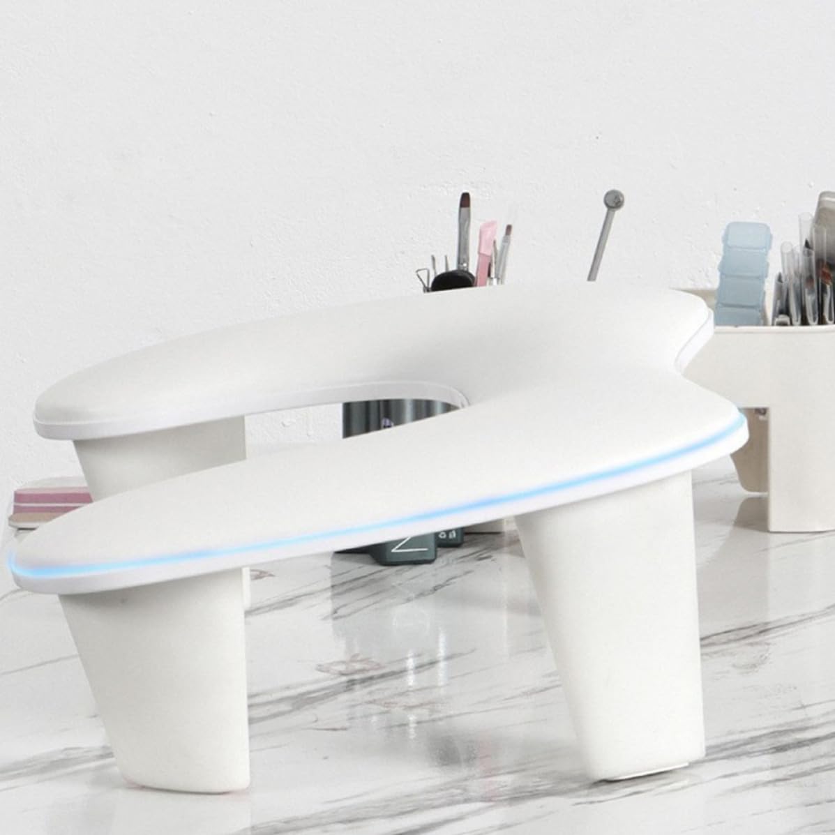 Reposabrazos para Manicura, Soporte Ajustable, Blanco