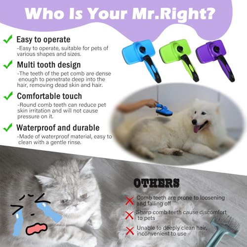 Image of Pet Needle Comb Dog Comb Hair Combiner Dog Hair Comb God Tool for Cat Comb Floating Hair Removal Special Comb for Cat Hair (Purple, Small)