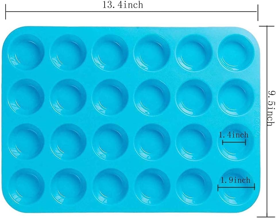 xutong 2pcs Mini Muffin Pan 24 Cups, Silicone Cookies Cupcake Bakeware Tin Soap Tray Mould Non Stick, Dishwasher Safe - Image 2
