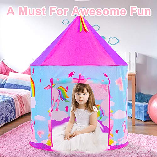 Sumbababy Kids Play Tents for Girls ,Unicorn Toys for Princess, Toddlers Pop Up Playhouse Set for Kids Birthday Party Favors & Gifts for Baby or Child Indoor/Outdoor Play (Pink)