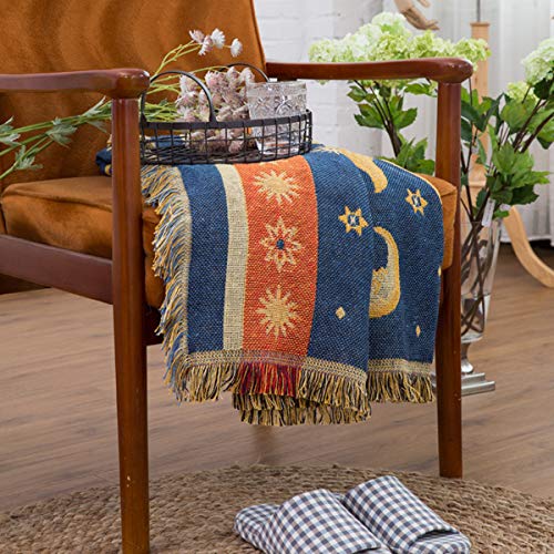 Boho Throw Blanket For Couch, Soft Woven Cotton Jacquard Tassels Throw Blankets For Bed Bohemian Couch Sofa Chair Slipcover Bedspreads Knitted Rug Bed Couch Protector Case For Home Office Decor #TOP6