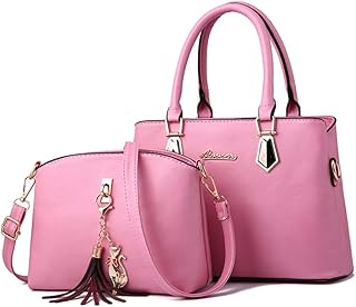 Donna Ragazza Set da 2 pezzi Borsa a Spalla Mano Tracolla in Pelle PU 2Pcs Bag Set Borsetta Pochette e Clutch Sacchetto Borsetta con Ornamenti di Nappa