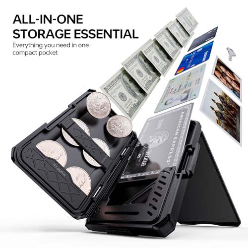 Men's Wallet RFID Blocking Card Holder-Minimalist Wallet for Men with Large Capacity for Credit Cards & Cash, Easy to Carry, Shockproof & Splash-proof, Compatible with MagSafe, Black2