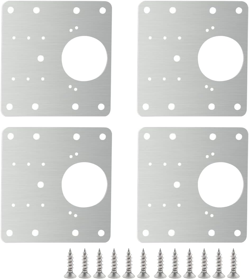 4 PCS Hinge Repair Plate,Stainless Steel Fix The Hinge Side Plate Repair Piece with Mounting Screws for Wood, Furniture, Shelves, Cabinet