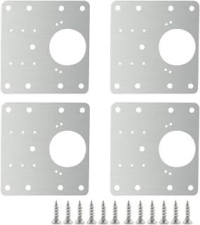 4 PCS Hinge Repair Plate,Stainless Steel Fix The Hinge Side Plate Repair Piece with Mounting Screws for Wood, Furniture, Shelves, Cabinet