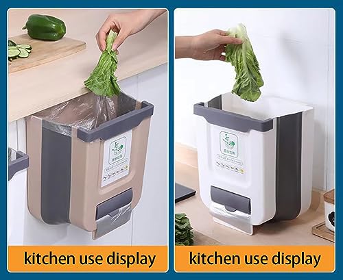 Caneca de basura colgante plegable para cocina blanca miniatura 7