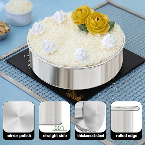 8 Inch Cake Pan Set of 2, Nonstick Stainless Steel Round Layer Cake Baking Pans with 100PCS Parchment Papers, Circle Cake Pan Tins for Birthday Christmas, Non-Toxic & Healthy, Dishwasher Safe - Thumbnail 3