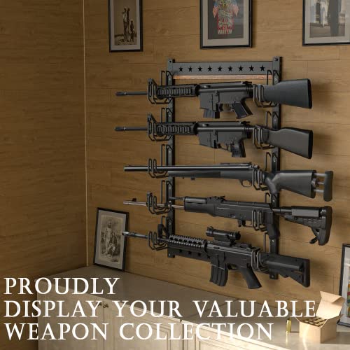 Vieway Wall Mount Gun Rack, 5 Rifle Shotgun Gun Bow Horizontal Hanger, Heavy Duty Steel Storage Indoor Display Rack -Mk887A #TOP2