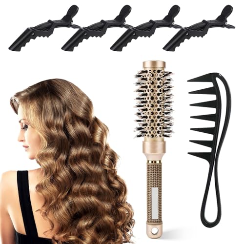 Srvauyea Spazzola Rotonda per Capelli, Spazzola per Capelli in Ceramica Rotonda, Pettine Antistatico Professionale per Capelli Spazzola, Spazzola Rotonda per Asciugatura per Capelli Delicati