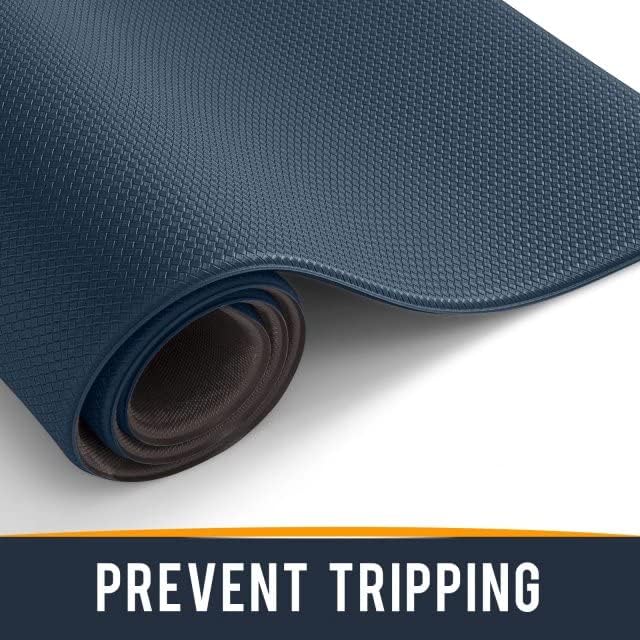 Miniatura 7 de Tapetes de cocina acolchados antifatiga, 17 x 95 pulgadas, largo, impermeable, acolchado de espuma viscoelástica para estar de pie, color azul