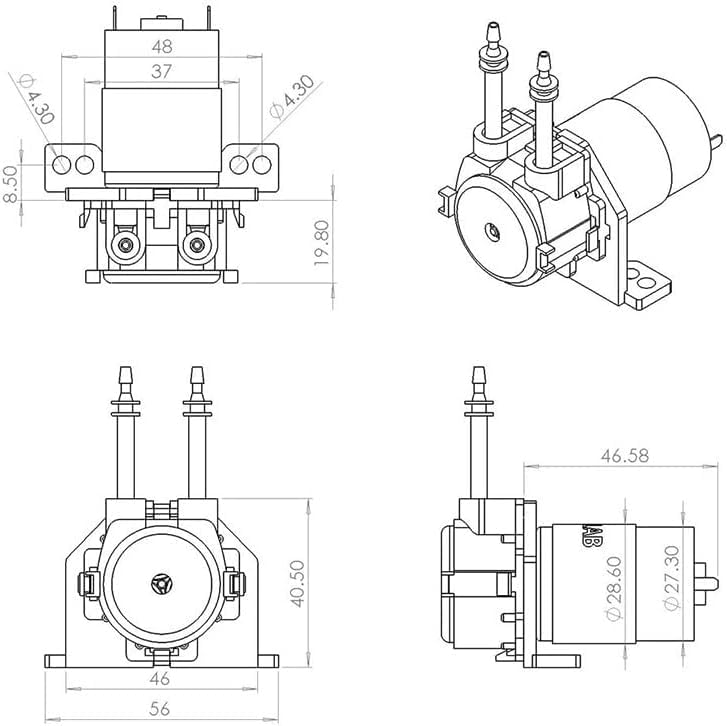Image of REES52 12V DC DIY Peristaltic Liquid Pump Dosing Pump Peristaltic Pump for Aquarium Laboratory Analytical Pump 2mm ID x 4mm OD 5-40 ml /min