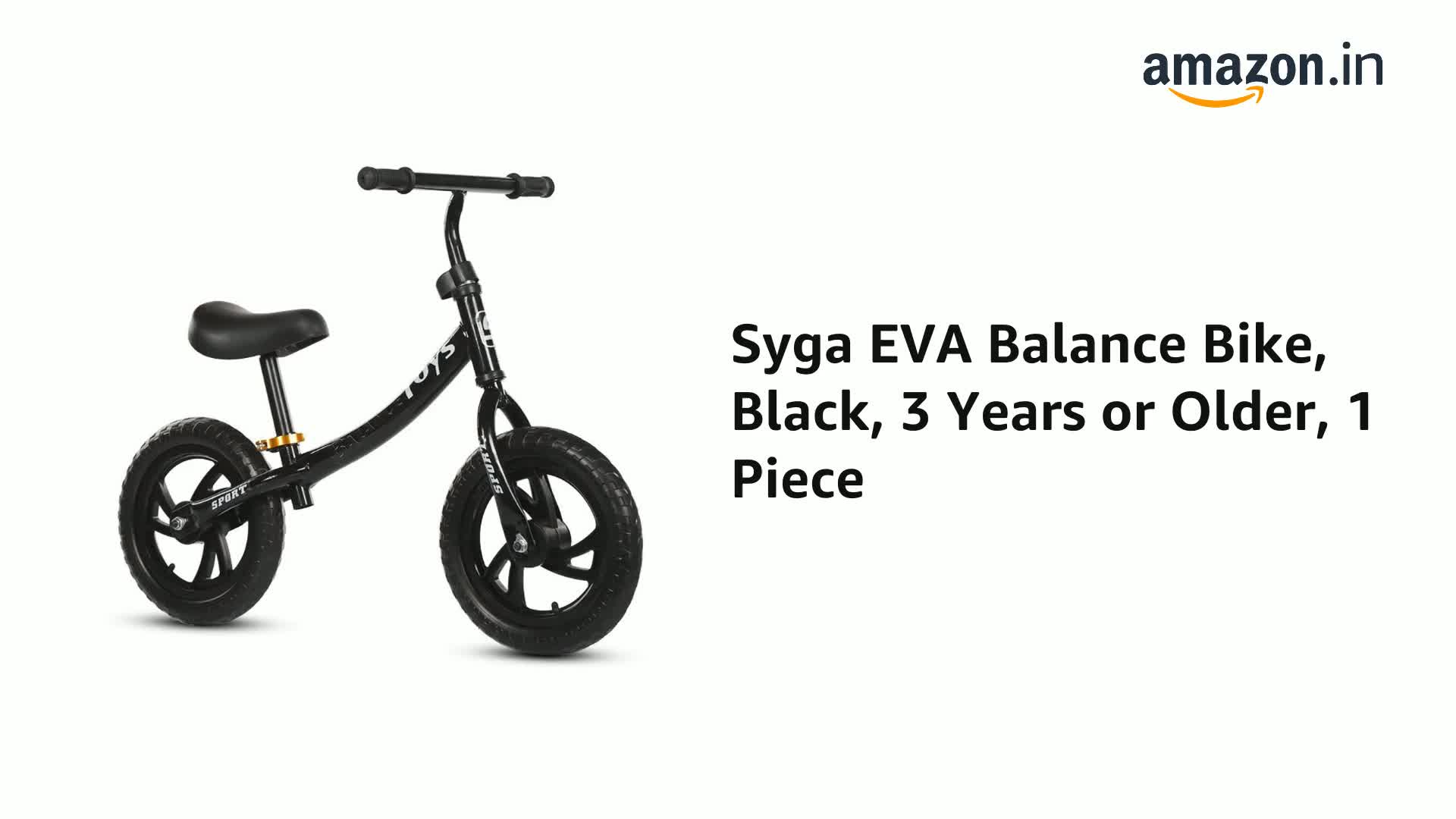 Buy Syga EVA Balance Bike, Black, 3 