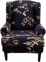 Vista 16 de Fundas para silla Wingback, 2 piezas, estilo americano, fundas elásticas para sillón de ala con parte inferior elástica, protector de muebles