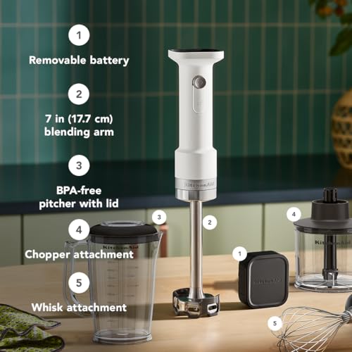 KitchenAid Go Cordless Hand Blender with Accessories - battery included, KHBRV75, Porcelain White image 4