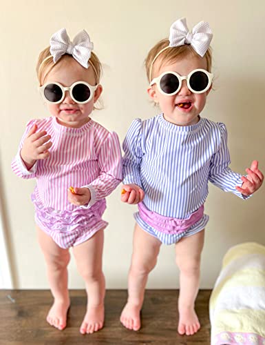BFUSTYLE Baby Girls Swimsuit Ruffle Rash Guard Toddler Long Sleeve Swimwear with Zipper 3-24 Months3