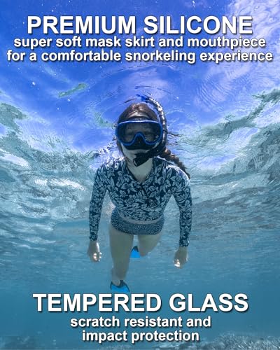 Reef Tourer Máscara Y Snorkel Para Adultos Con Lente De Vidrio Templado Panorámico, Modelo RC0105 W miniatura 5