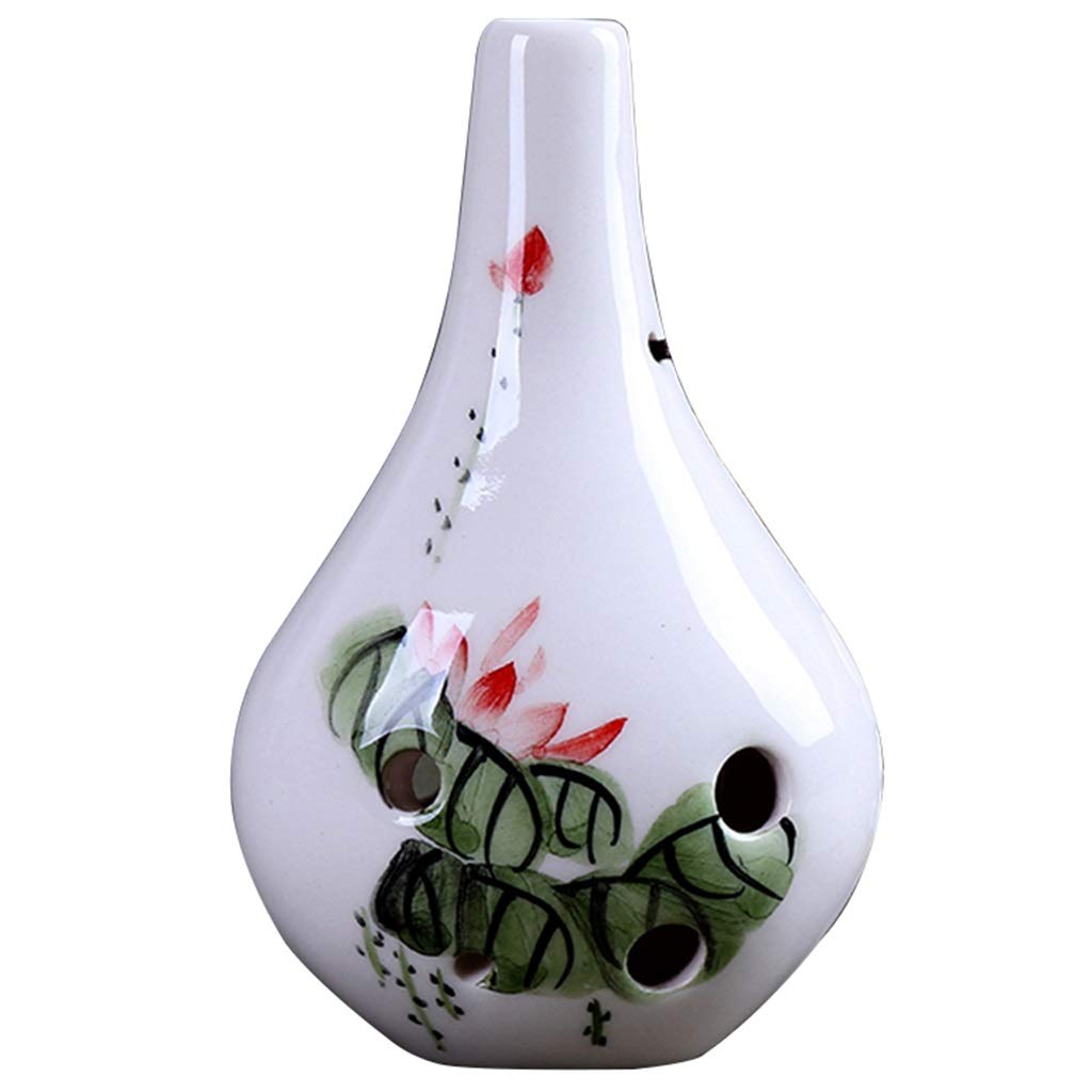 ocarina, Ocarina in argilla a 6 fori contralto in Do for principianti, for imparare a suonare, con custodia in tessuto + cordino + panno for la pulizia(White C)