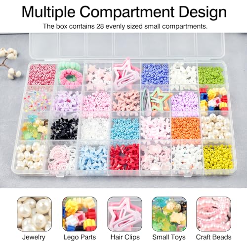 Image of 28 Grids Plastic Organizer Box with Dividers for Crafting, Storage Container for Beads & Charms & Accessories(2-Pack)