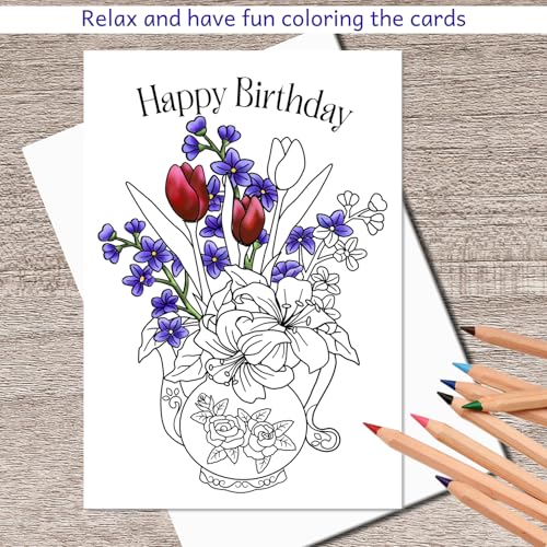 Image of Art Eclect Coloring Birthday Cards for Adults - With Envelopes