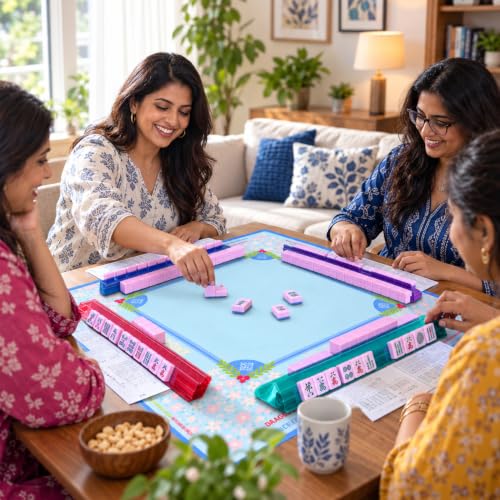 Image of PATPAT Square Mahjong Mat for Table 4 Players 31.5x31.5in Rubber Anti-Slip