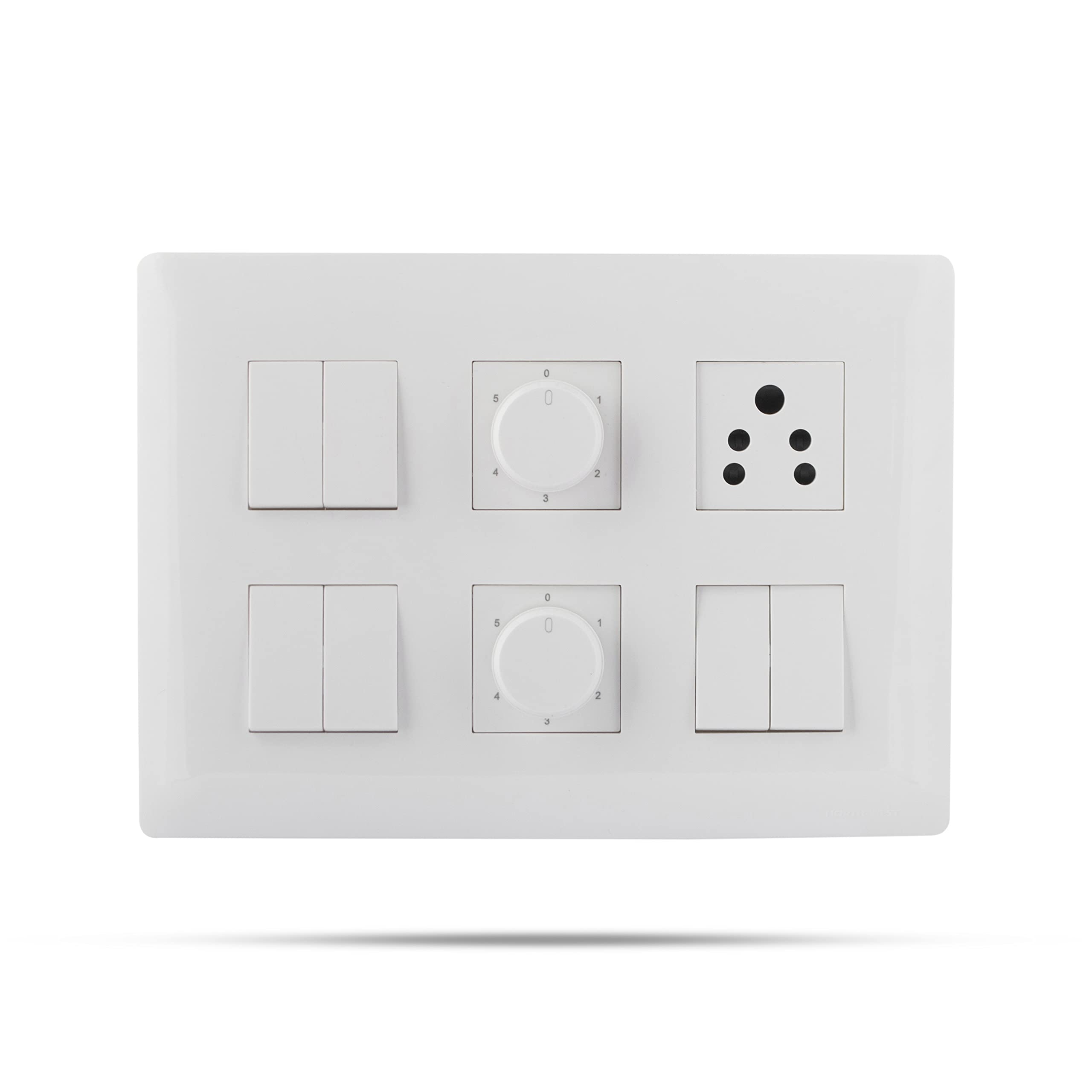 Wipro Northwest (Venia) Switch Combo of 12M Plate + 6A Switch x6 + 5 Step FR x2 + 6A 3Pin Socket x1, White (Kit 16)-picture-22
