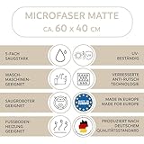 DOMOPRIMA® Fußmatte 60x40 cm Grau – Waschbare Schmutzfangmatte aus Mikrofaser, rutschfest und extra saugstark, 7 mm flach, Türmatte für Eingang, Flur, Küche, Bad, Katze und Hund