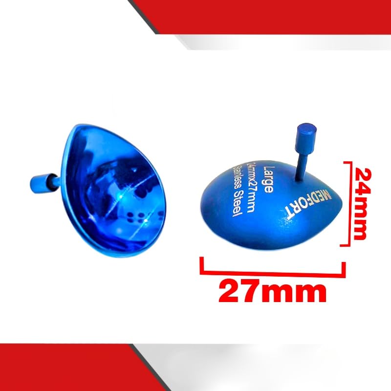 Corneal Eye Shield Protector, Stainless Steel, 24mm x 27mm Large, Blue, Set of 2, Model II