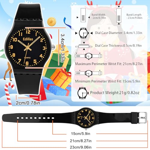 Image of Edillas Kids Teens Watch Analog Girls Boys, Waterproof Stylish Watch for Children,Students with Soft Silicone Strap for Kids Teens 4-16 Years Old