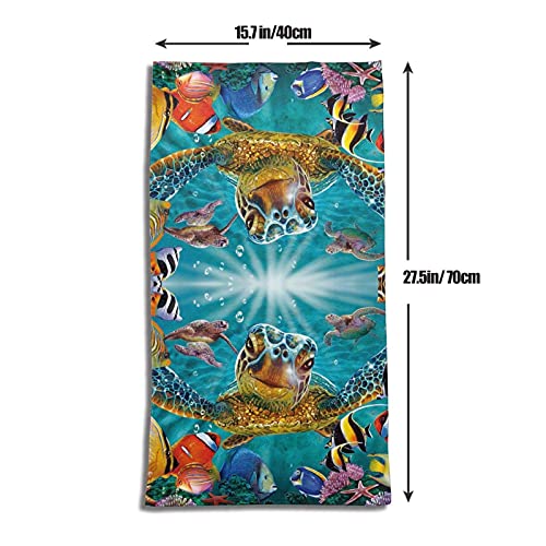 Dujiea Marine Funny Sea Turtle Fish Kitchen Dish Towel Soft Highly Absorbent Hand Towel Home Decorative Multipurpose For Bathroom Hotel Gym And Spa 15 X 27 Inches #TOP4