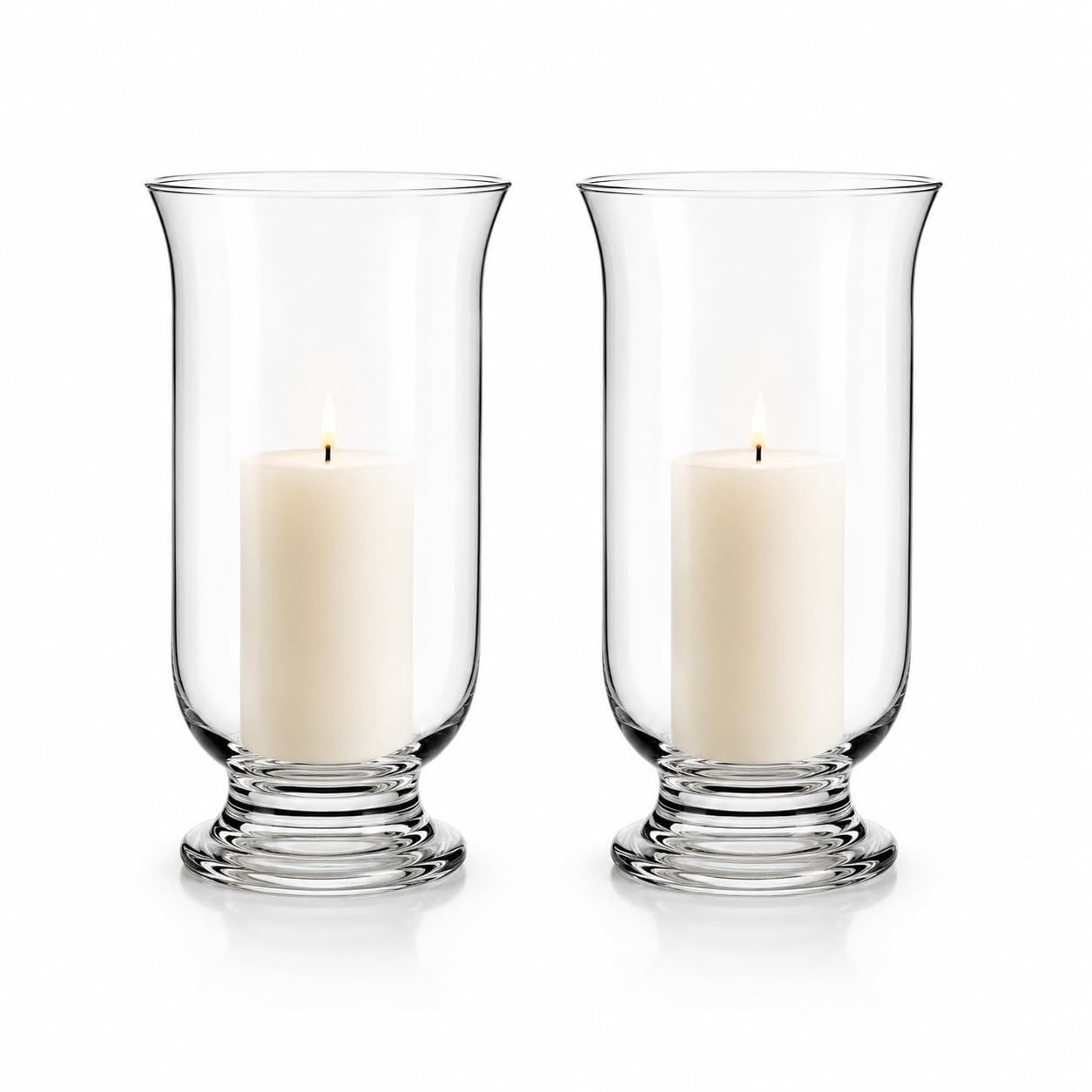 Floralcraft Clear Floralcraft® 25Cm Tall Glass Hurricane Vase Set Of 2 – Storm Lantern Candle Holders For Home Décor, Wedding Centrepieces & Event Styling – Glass Pillar Candle Holders