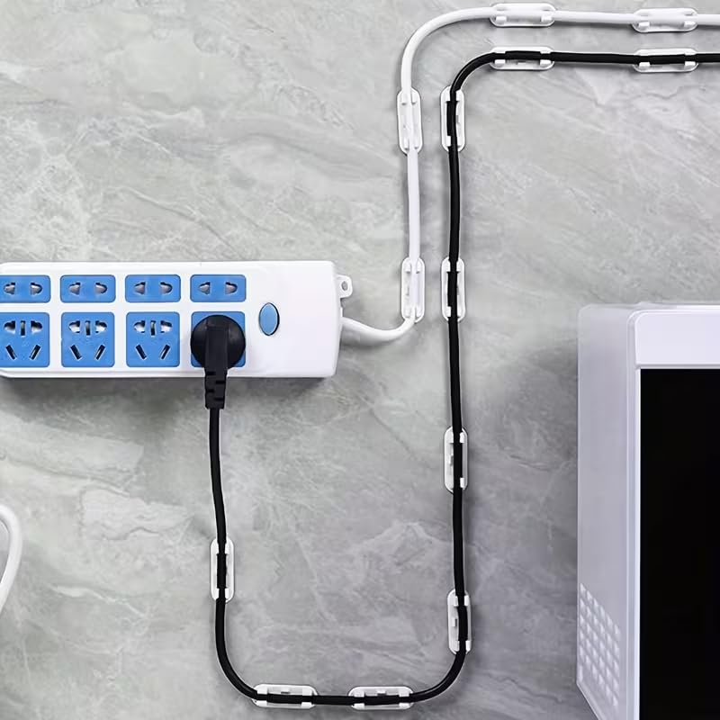 40pcs Adjustable Cable Clips - Sticky Wire Organizers para TV, PC y Cables Ethernet bajo el escritorio y gestión de cables en la pared, montaje adhesivo de plástico duradero, removible sin daños para organización en oficina y hogar miniatura 5