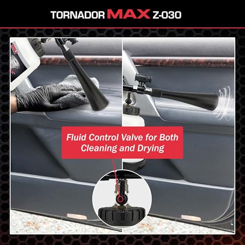 Tornador Max Z-030 Cleaning Tool for Car Detailing | Patented Power Rotation | LED Light | Custom Grip | High-Pressure Air Cleaning Gun | 32oz Capacity