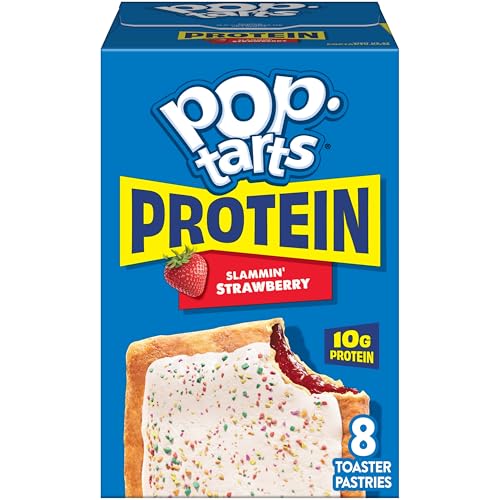 Pop-Tarts Protein Toaster Pastries 10g Protein Slammin Strawberry 14.3oz Box (8 Pop-Tarts)