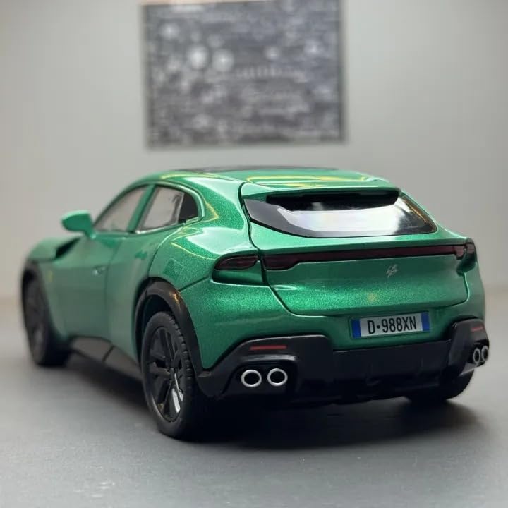Image of FEXXA 1:32 Scale Ferrari Purosangue SUV Die-Cast Metal Car with Sport car Openable Doors Light and Sound,Pull Back Function Indoor Outdoor Toy for Kids (1.32 Scale-Green)