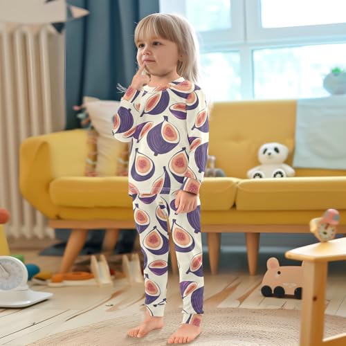 Pajama Sets Long Sleeve Fig Slice Repeat Pattern Soft Comfy Sleepwear 2 Piece PJS 3-8T 5