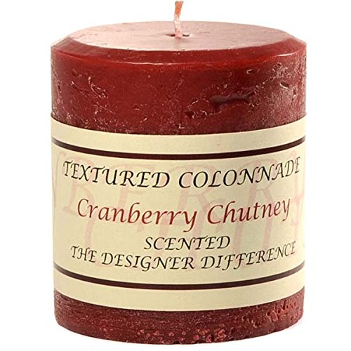 Textured 3x3 Cranberry Chutney Pillar Candle for Wedding/Dinner, Holiday Event, Home Decoration, 30 to 40 hours, 3 in. diameterx3.25 in. tall, 1 Piece